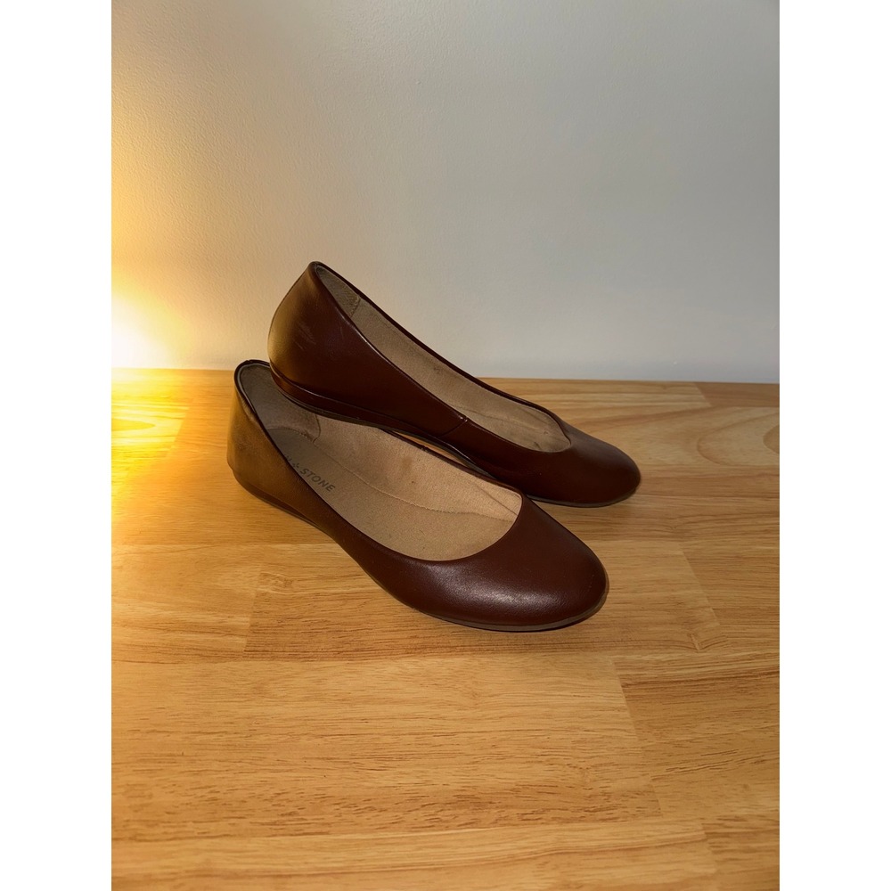 Sun + Stone Womens Brown Ballet Flats Round Toe Slip On Shoes